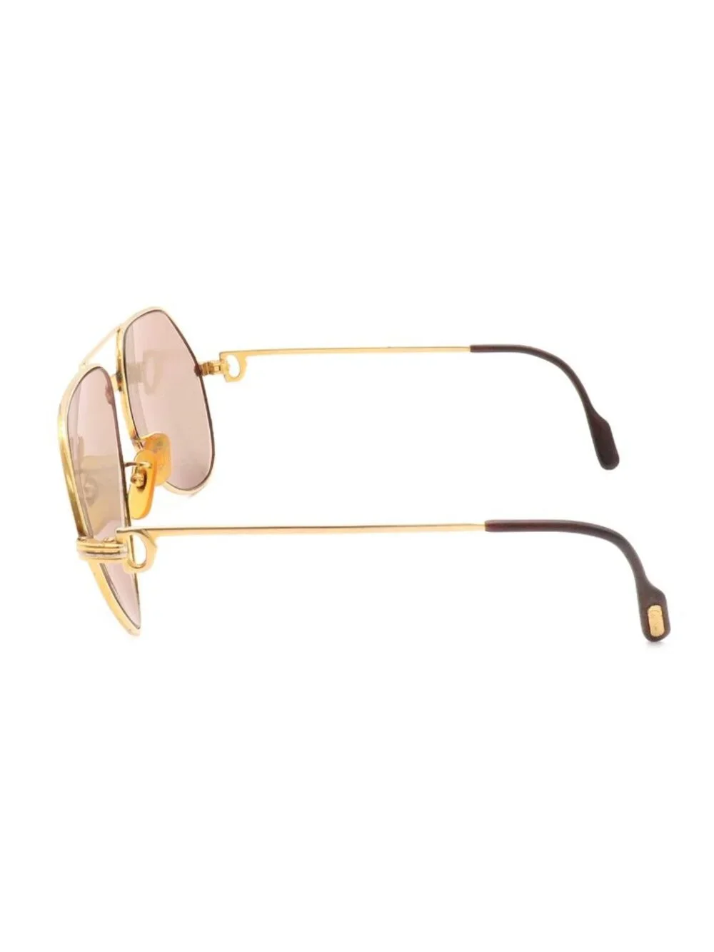 Cartier Trinity Sunglasses Eyewear Teardrop Two Bridge Double Light Brown Lens